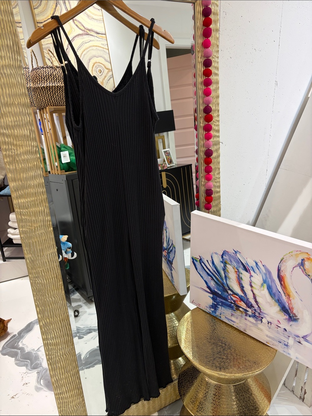 Spiritual Gangster Black Ribbed Slip Jumpsuit